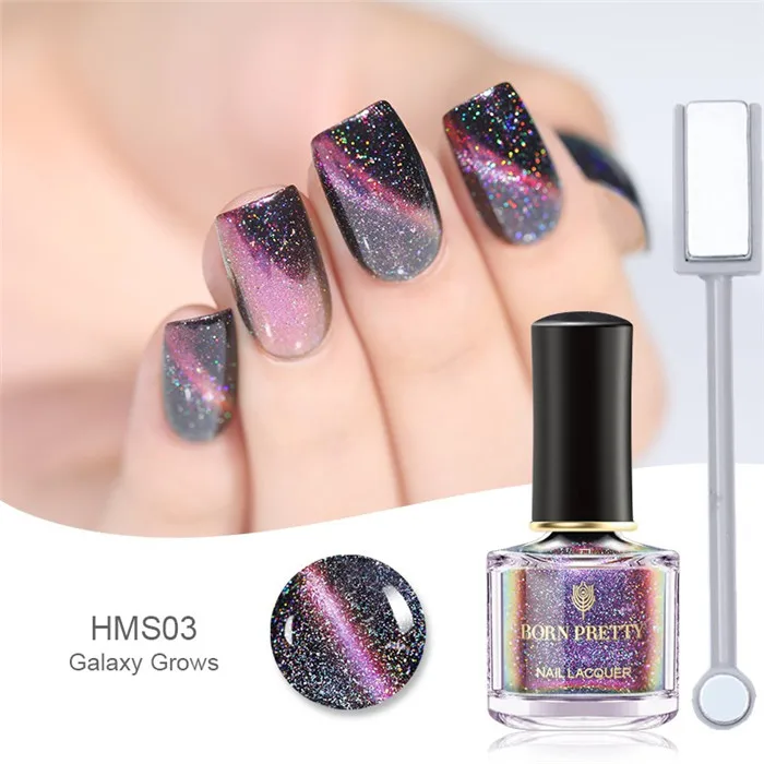 Holo Cat Eye Set 3 BORN PRETTY 2 шт. лак для ногтей с эффектом «кошачий глаз» набор голографический хамелеон 3D магнитный лак для ногтей магнитная палочка черная основа - Цвет: Holo Cat Eye Set 3