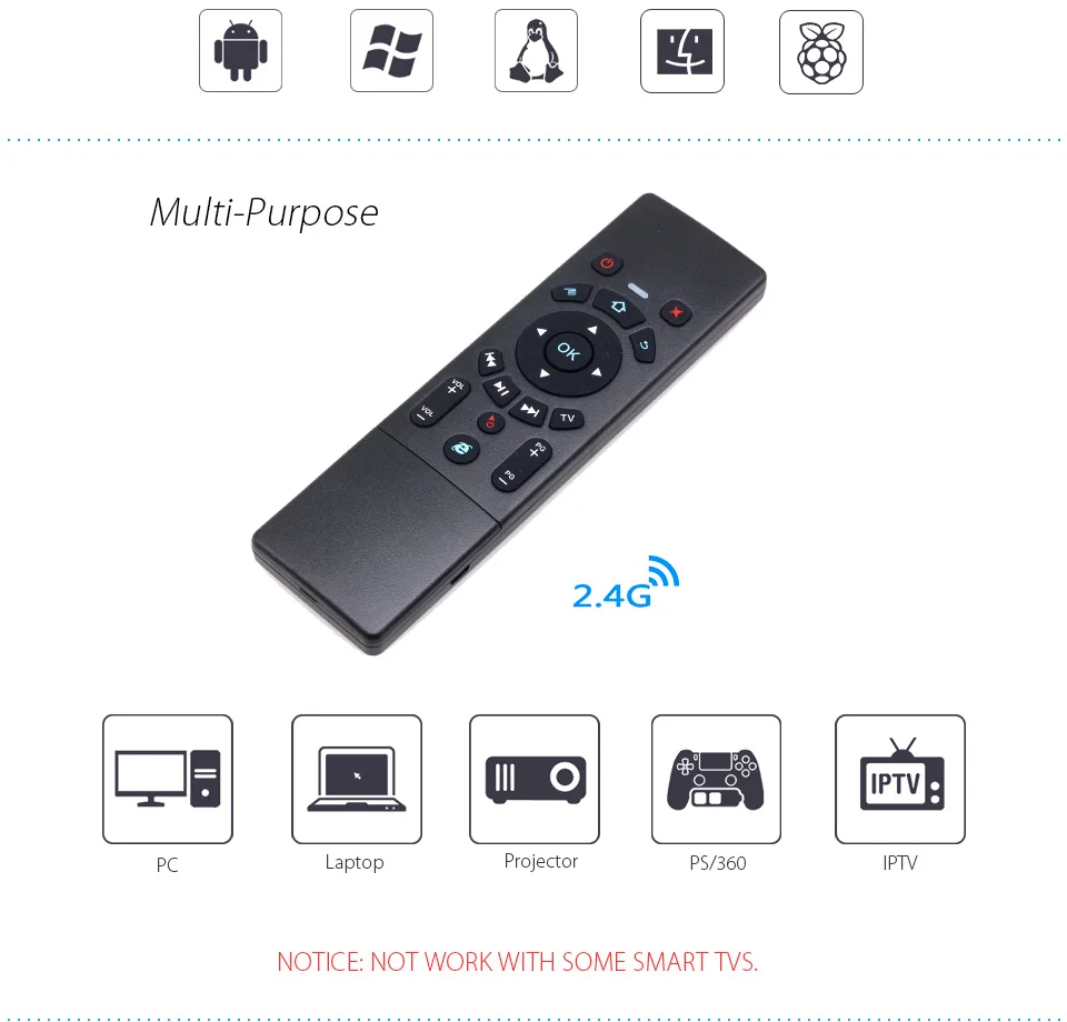 [100 шт./лот] JS6 2,4G мини беспроводная клавиатура Air mouse с тачпадом для Android tv Box, мини-ПК, проекторов, ноутбуков