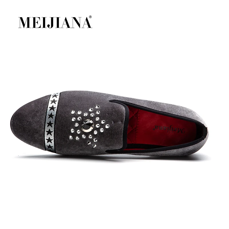 MEIJIANA New Fashion Brand Loafers Men Velvet Dress Shoes Hot Drilling Handmade Luxurious Flats Men's Classic | Обувь