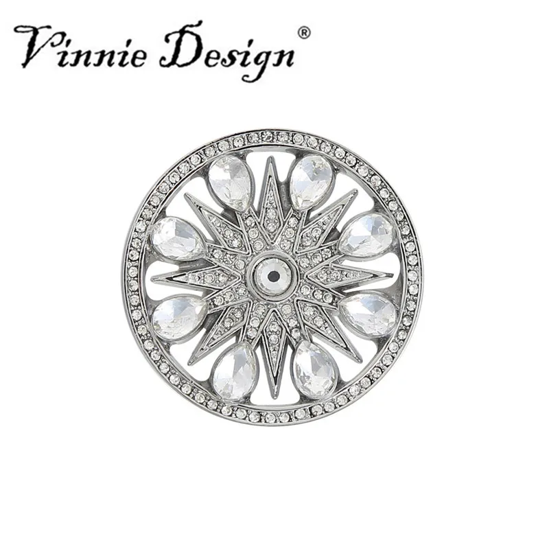 Дизайнерские Ювелирные изделия Vinnie Цветочная монета 33 мм с большим кристальным