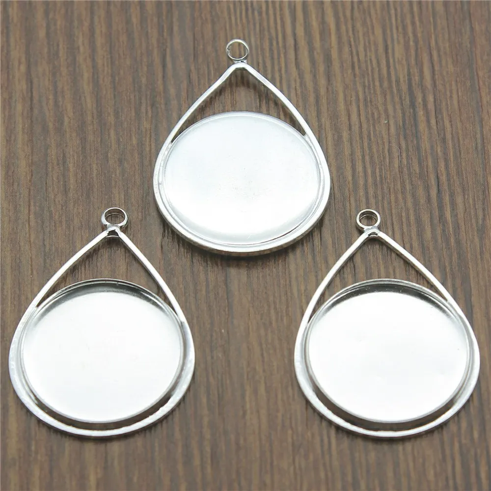 

WYSIWYG 5pcs Fit 20mm Glass Cabochon Brass Material Simple Style Cabochon Base Cameo Setting Charms Pendant Tray
