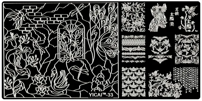 YICAI33 1 шт., штамп для ногтей, прямоугольная пластина, кружево/лошадь/лист/бабочка/Роза/ФИЗ/медаль, шаблон для дизайна ногтей, штамп, пластины, сделай сам, дизайн ногтей, шаблон# YIC - Цвет: YICAI33