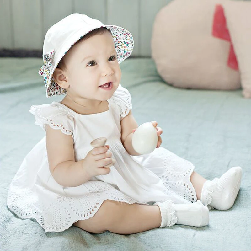 Девочка младенческой детские кружева носки Белая мягкая нескользящая одежда для