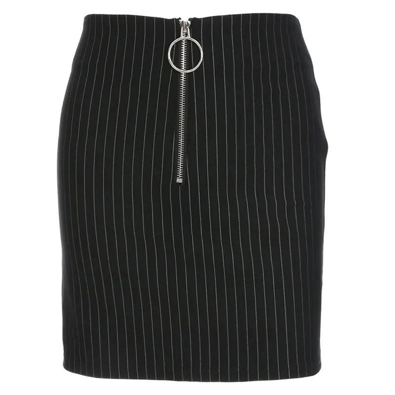 black skirt Apperloth, комплект из топа и мини-юбки, весна-лето, комплект одежды в полоску на бретельках, тонкий сексуальный комплект из двух предметов для девочек - Цвет: black skirt
