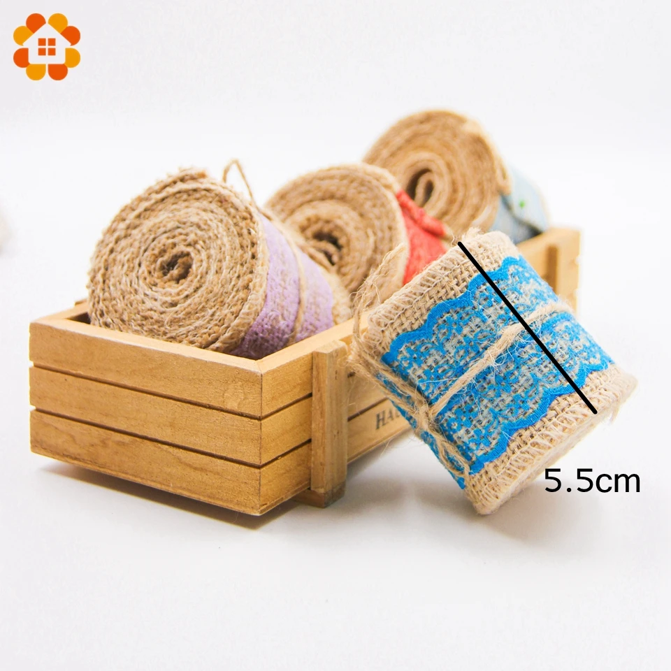 2 м DIY Джут хлопок 15 Цвета Кружево ленты Вышивание Клейкие Гессе ролл мешковины