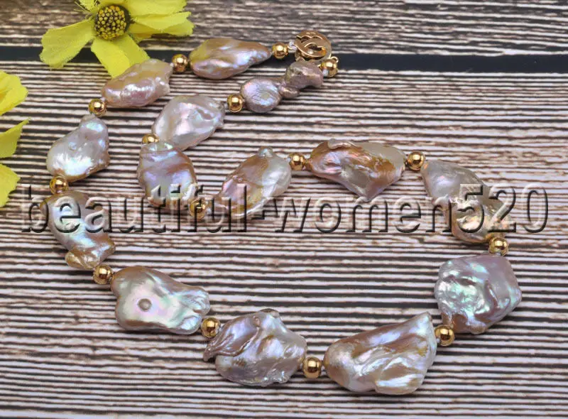 

Z7464 Huge 33mm Lavender Baroque Keshi Reborn Natural Pearl Bead Necklace 20inch