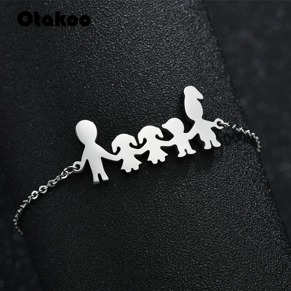 Otakoo модные браслеты из нержавеющей стали с фигурками для всей семьи изображением