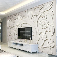 custom 3d photo wallpaper stereoscopic relief flower leaf pattern murals european style living room tv backdrop wall painting