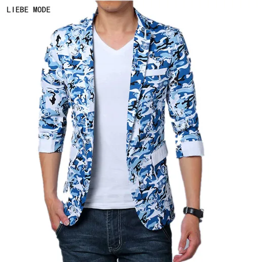2017 Летний Мужской приталенный Блейзер с цветочным рисунком для мужчин блейзер