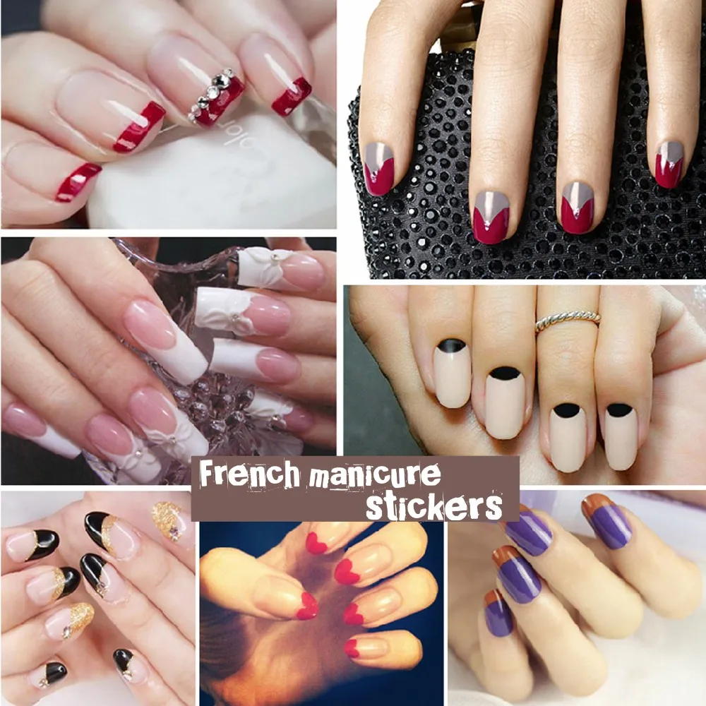 5 пачек Французский маникюр смайлик наконечники DIY наклейки для ногтей|nail art