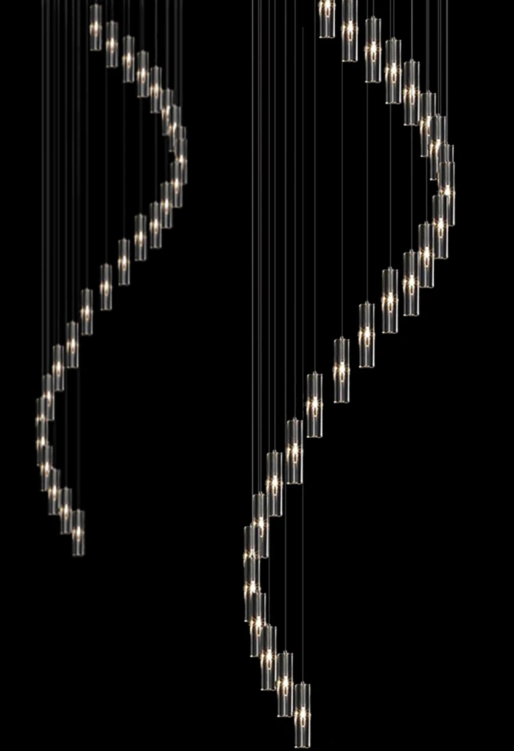 値段 Ledシャンデリア照明階段ダブルスパイラルシャンデリア現代のシャンデリアロング階段シャンデリアはしご光