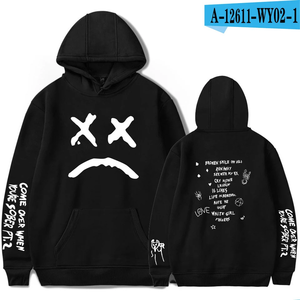Black Lil Peep HEllBOY толстовки мужские/женские модные толстовки с капюшоном новые Lil Peep Fans Harajuku Хип-Хоп Уличная одежда 4XL - Цвет: Black