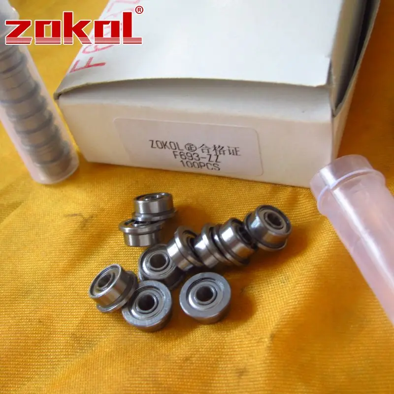 Подшипник ZOKOL F693 ZZ фланцевый подшипник F693ZZ с глубоким желобом шариковый 3*8 (9 5) * 4