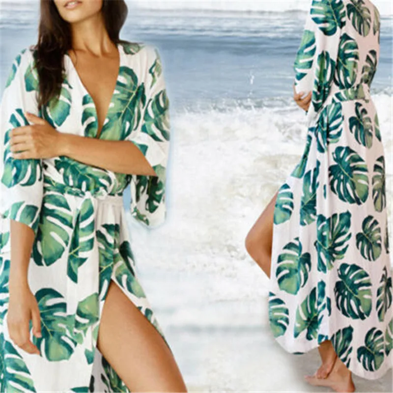 Женский из смеси хлопка цветочный мультфильм печати бикини покрытие Лето