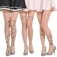3 pairs womens tights classic silk stockings thin lady vintage faux tattoo stockings pantyhose female hosiery summer sexy meias