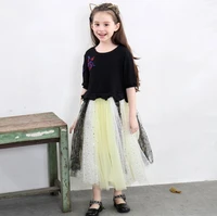 1172new hot kids baby girl dress sleeveless round collar top print mesh dress suit outfit dresses