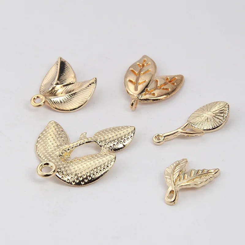 10 шт./лот оптовая продажа высококачественные Подвески в виде золотого листа из