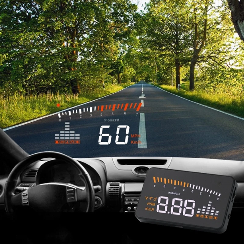 Tospra Автомобильный Универсальный Автомобильный Head Up Дисплей Скорость ometer Температура проекции воды Скорость Предупреждение на лобовое стекло для автомобиля Hud