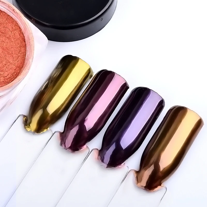 2 г/кор. блеск для ногтей розовое золото фиолетовый зеркальный хромированный