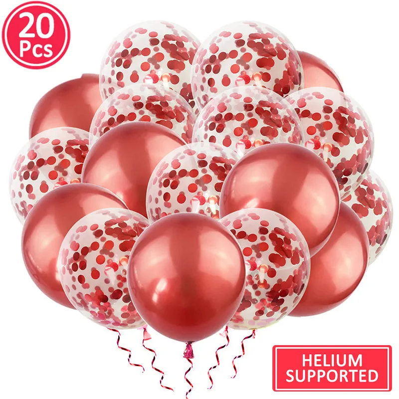 20pcs red 20 шт. 12 дюймов конфетти воздушные шары деревенская Свадьба девичник настольные украшения Дети День рождения взрослых курица вечерние наборы; детский душ - Цвет: 20pcs red