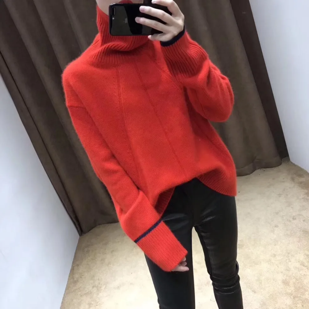 2019 New Autumn and Winter Cashmere Wool Blend Sweater Women Warm Loose Short High Collar Pullover Lazy Wind Thick | Женская одежда