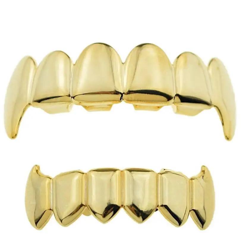 Мужские женские в стиле хип-хоп золотые зубы Grillz Топ и низ зуб стоматологический