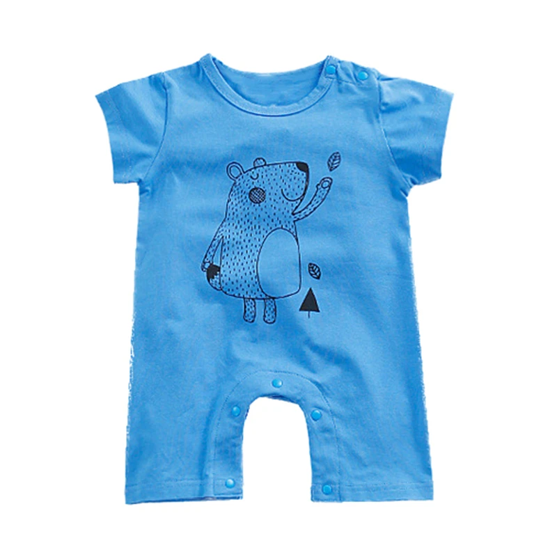 2018 Cute Baby summer cartoon bear Animals birds giraffes romper boxer short sleeved newborn clothes Leisure household to take |