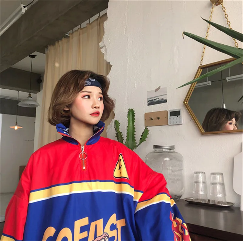 Женские трендовые топы, новинка, Ins Harajuku стиль, принт пламя, свободная толстовка, повседневные, большие размеры, толстовки, хип-хоп мода, уличная одежда