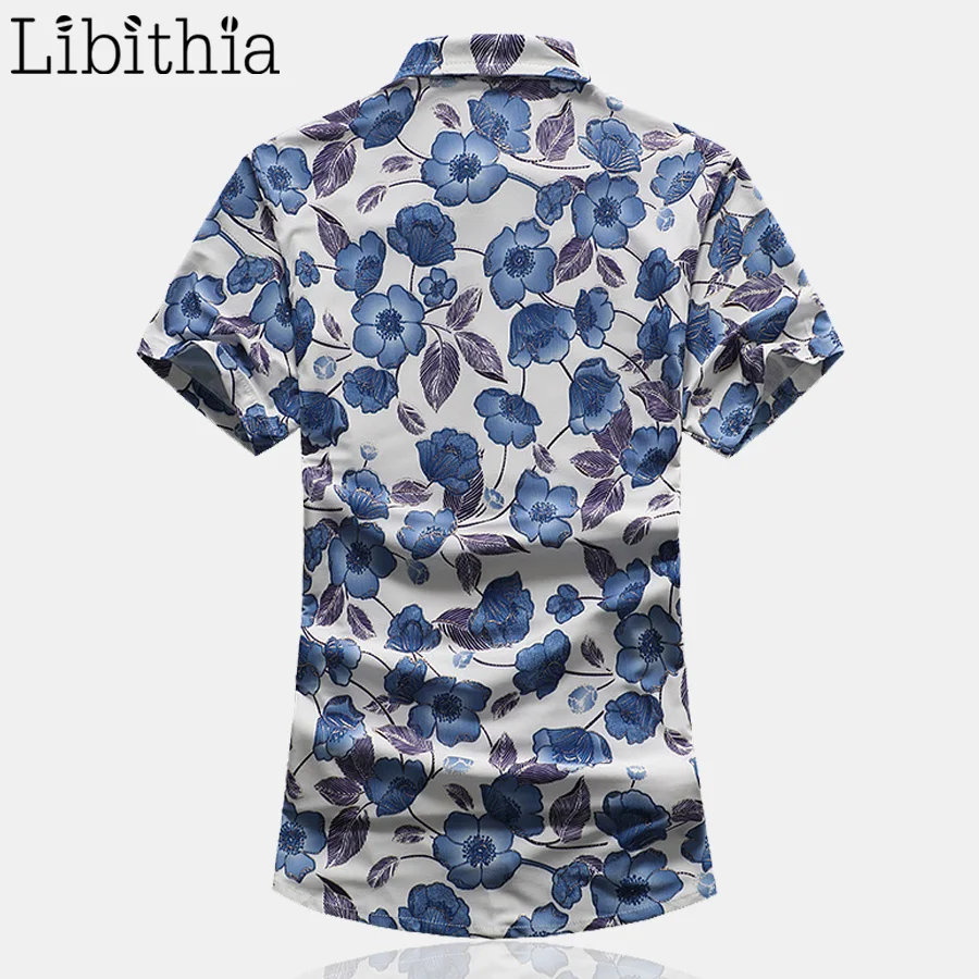 Мужская тонкая рубашка с коротким рукавом летняя Классическая цветочным принтом