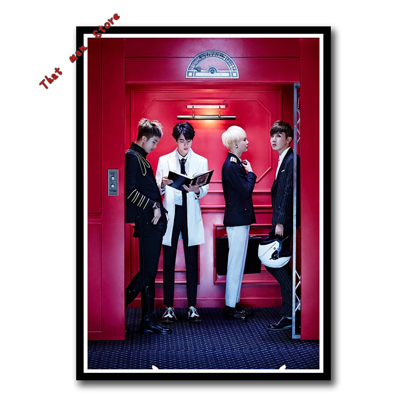 Розовый Kpop bangtan Плакаты для мальчиков, наклейки на стену, белая бумага, высокое качество, печать, украшение для дома, искусство, Декор, без рамки, 42*30 см - Цвет: Розовый