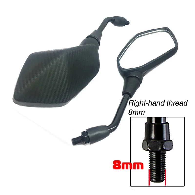 carbon fibre 8 mm Универсальное зеркало для мотоцикла, скутера, электровелосипеда, зеркала заднего вида, Электромобиль, задняя сторона, выпуклое зеркало, 8 мм, 10 мм, углеродное волокно, стиль - Цвет: carbon fibre 8 mm
