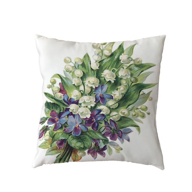 

High Quality White Throw Pillow Case Yellow Sunflower Colorful Flower Home Bedroom Sofa Living Room Decoration Cushion Cover