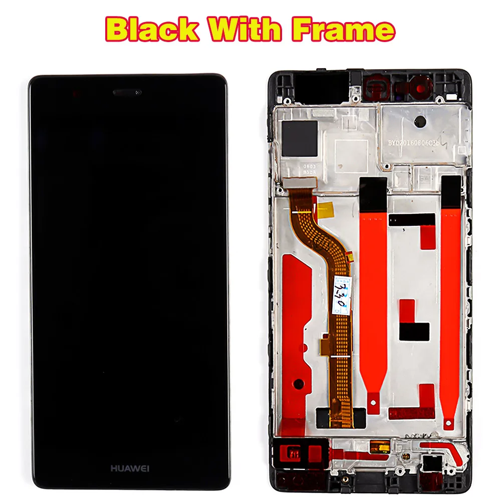 Black With Frame Huawei 5,2 дюймов ЖК-дисплей для huawei P9 EVA-L09 EVA-L19 1920*1080 кодирующий преобразователь сенсорного экрана в сборе рамка со стеклянной пленкой инструменты - Цвет: Black With Frame