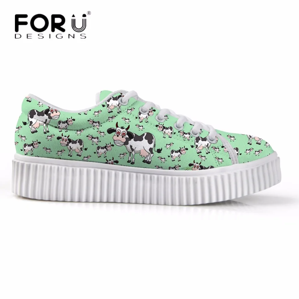 FORUDESIGNS/женская повседневная обувь на плоской подошве с объемным изображением