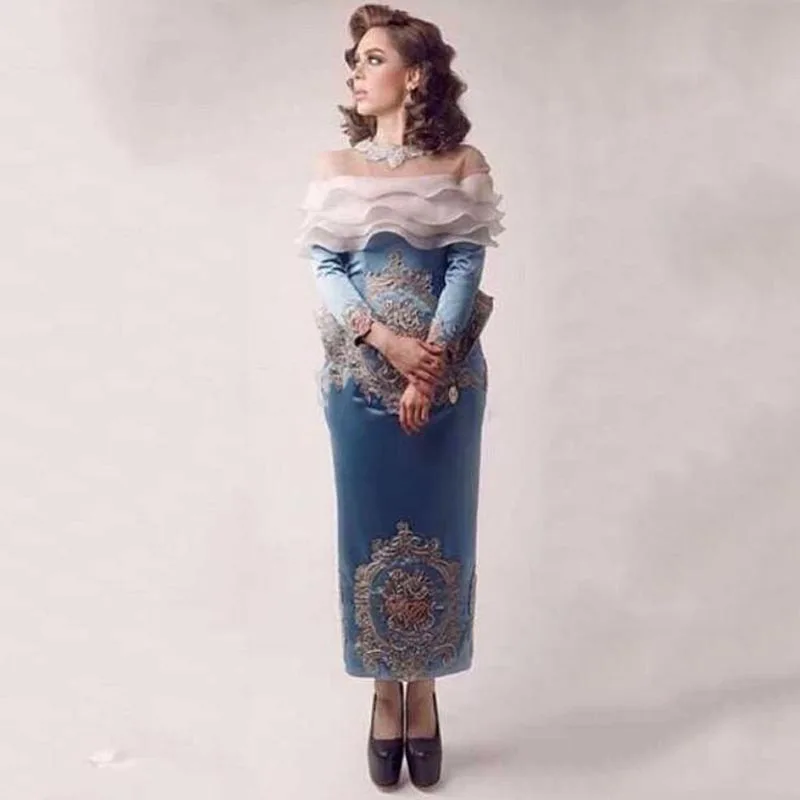 Saudi Arabia Straight Embroidery Evening Dress 2016 Robe De Soiree Dubai Abaya Women Formal Dresses Long Sleeve Party | Свадьбы и