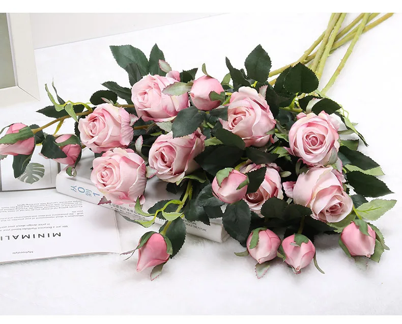 JAROWN Artificial Flowers Silk Rose Continental Retro Fake Flower Home Decoration Wedding DIY Decoration Flores