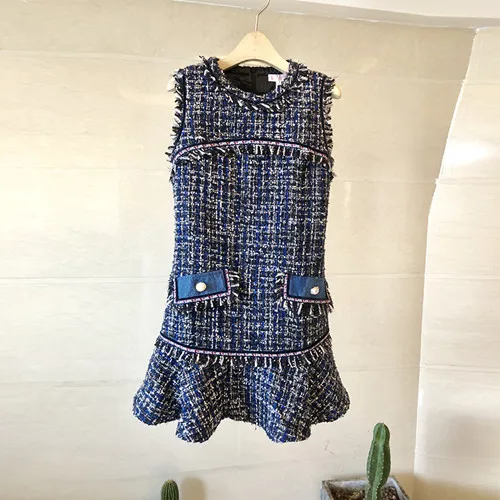Only vest dress Маленький аромат, Женская Осенняя твидовая куртка, Женская винтажная куртка с длинным рукавом, куртка с открытым воротом, Casaco, верхняя одежда с кисточками, пальто, топы - Цвет: Only vest dress