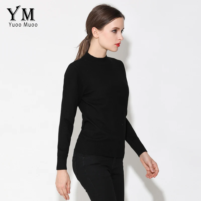

YuooMuoo High Quality Sweater Women Semi Turtleneck Cashmere Sweater Simple Winter Pullover Women Autumn Knitted Sweater Tops