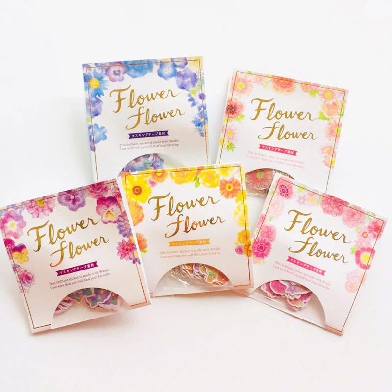 

1 Bag Gold Foil Flower Paper Hand Account Decorative Sticker Stick Label