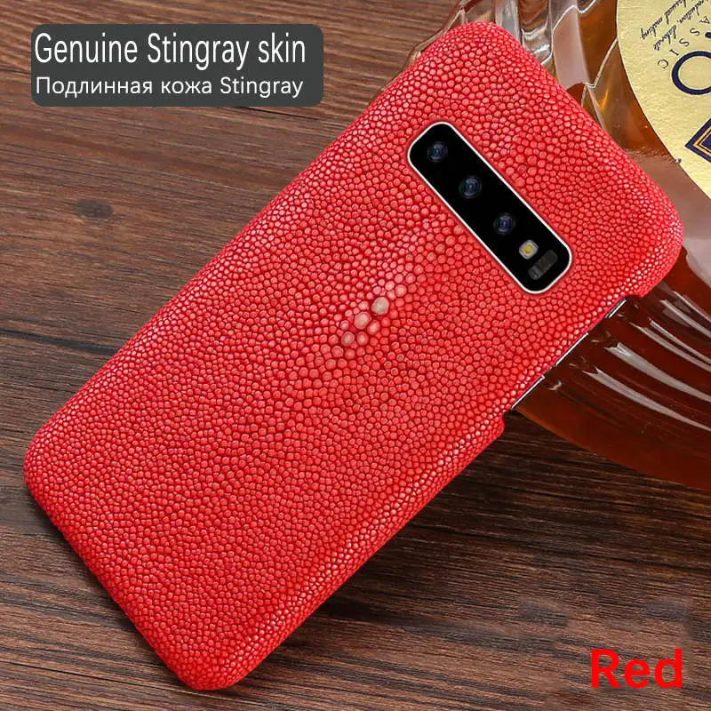 Red Чехол ручной работы из натуральной кожи ската для samsung S10 Plus Lite S10 Note 9 8 S9, роскошный кожаный чехол для Galaxy S8 Plus+ E s - Цвет: Red