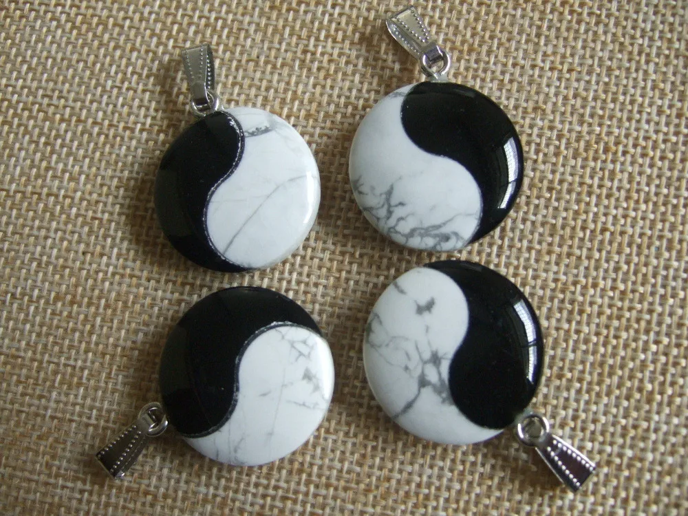 1 шт 25 мм круглый натуральный камень подвеска Yin Yang Tai Chi Fengshui мм|stone pendant|natural stone