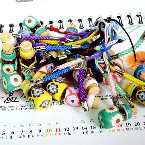 10 шт./лот цветной цветок Fimo глина духи кулон ароматизированный флакон свадебный