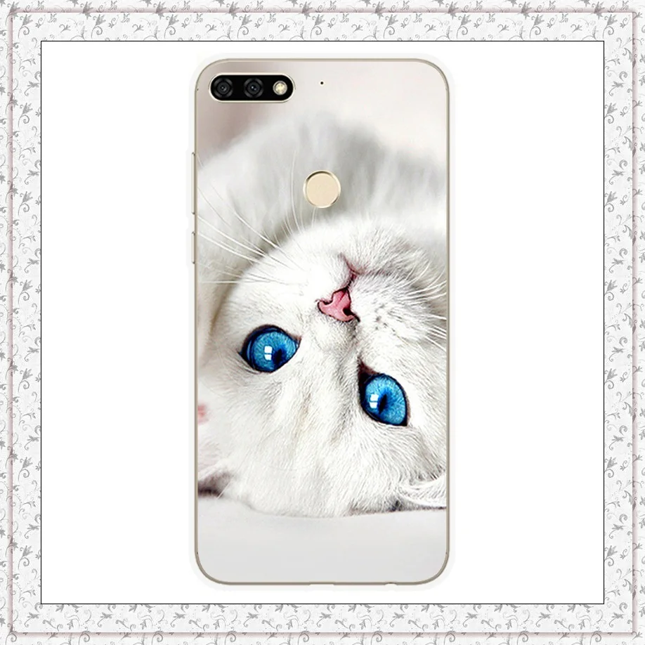 Силиконовый чехол для huawei Honor 7C 5,99 '7A pro 5,7' чехол с милым рисунком кота чехол s для huawei Honor 7 A C 7Apro Fundas Coque - Цвет: white cat
