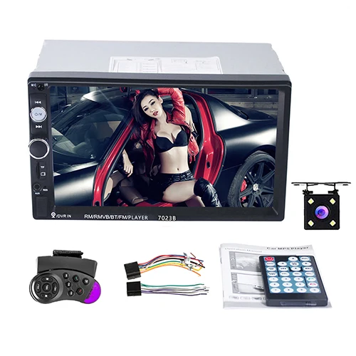 With 4 LED Camera Hikity 2 din автомагнитола " HD Авторадио Зеркало Ссылка автомобильный мультимедийный плеер сенсорный экран Авто аудио стерео Поддержка камеры - Цвет: With 4 LED Camera