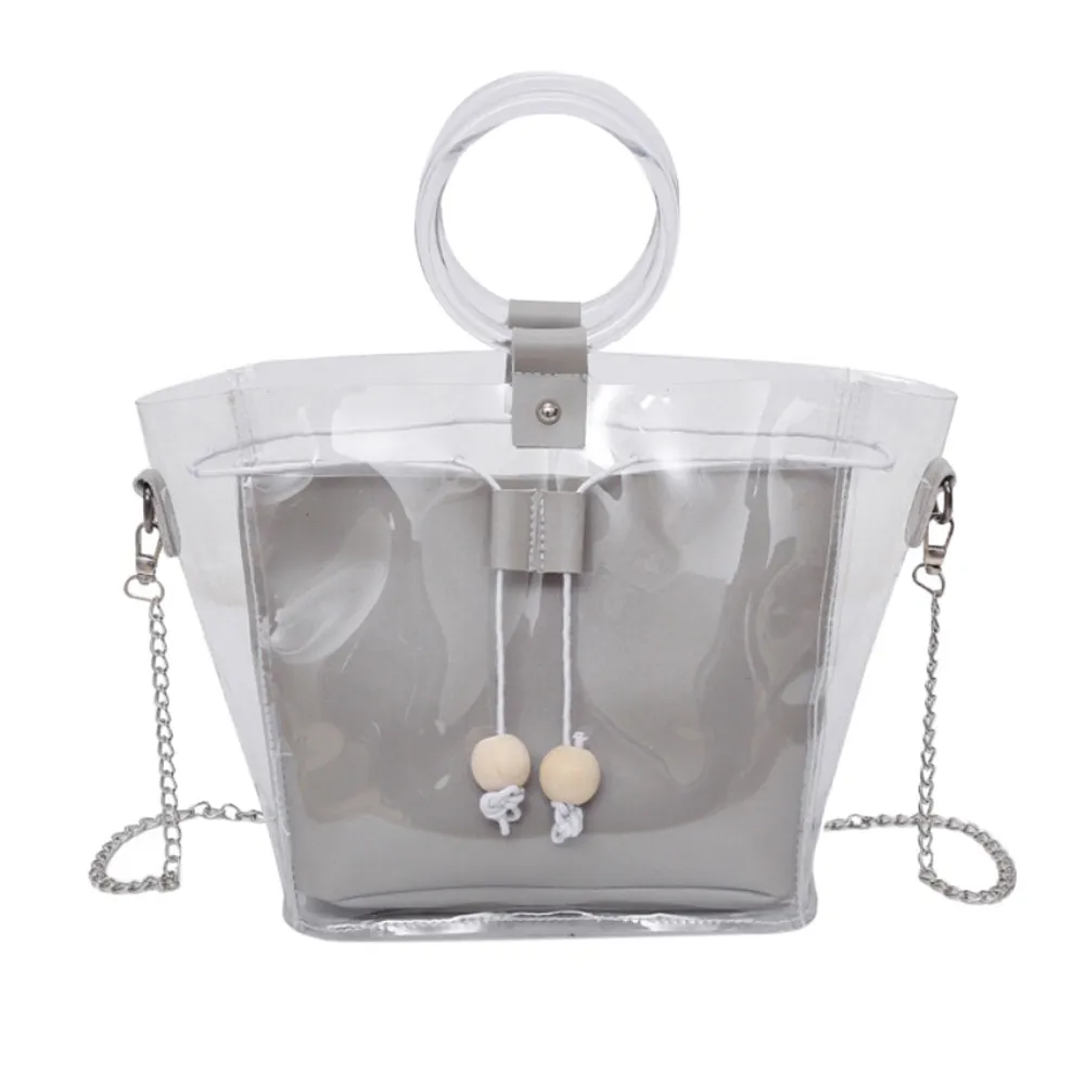 transparent bag Women Shoulder Bag Clear Transparent Drawstring Girls Composite Handbags sacos para as mulheres 2018 7.876 | Багаж и сумки