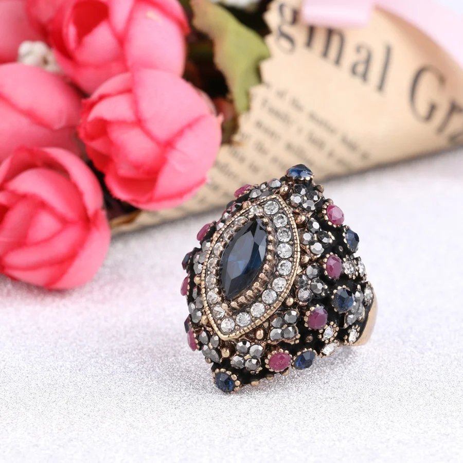 Brand Unique Design Luxury Large Crystal Cocktail Ring For Women Party Jewelry Accessories Finger Turkey Fine | Украшения и