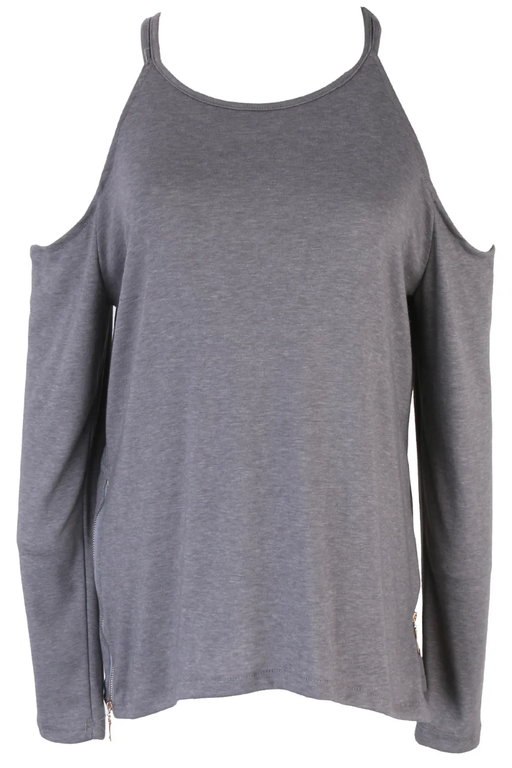 autumn fall spring warm women femme clothing Cold Shoulder Tops Elegant gray Casual Shirt Lady Polyster Off The Blouse | Женская одежда