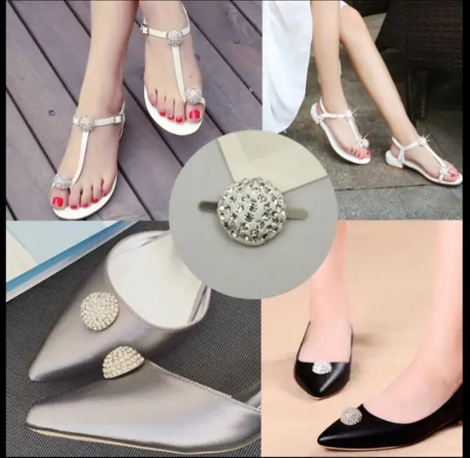 1 пара/лот полукруглые сандалии с перфорацией обувь цветами и стразами кожаные