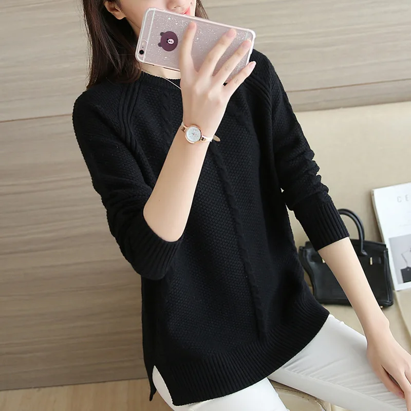Black Sweater Fashion Women Winter Half Turtleneck Long Sleeve Slim Knitted Sweaters Female Tops Pullovers Beading White Women's |