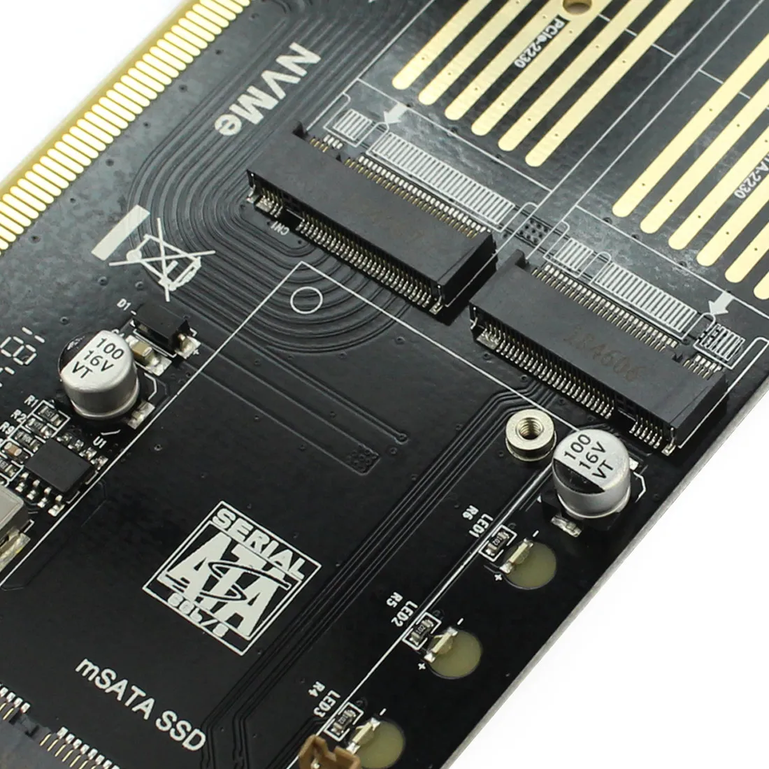 M.2 NVMe SSD NGFF к PCIE 3,0X16 адаптер M Key B Ключ mSATA PCI Express 3,0 NVME m.2 SSD AHCI mSATA 3 в 1 конвертер Riser Card
